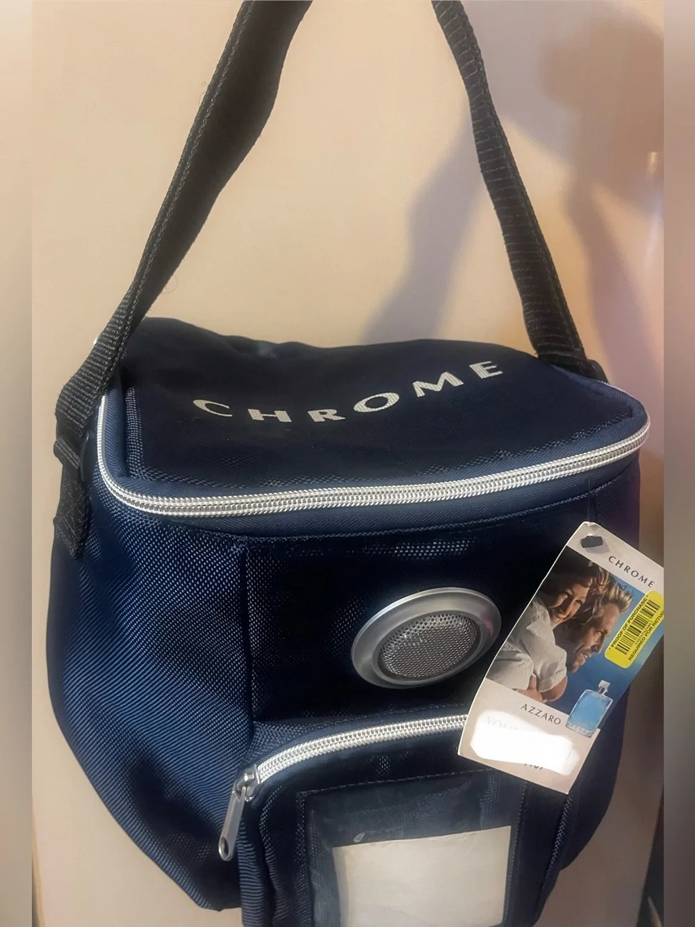 Chrome Navy Cooler Lunch Bag with Shoulder Strap